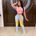 European And American Women's Fashion WISH Hot Tassel Ripped Classic Denim Ruffle Long Pants In Stock Factory_mkmklike.com