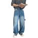 Men's Retro Curved Blade Jeans Loose Fit Straight Leg Workwear High Street Style Versatile Wide Leg Multi Pocket Trousers_mkmklike.com
