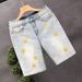 Men's Clothing Summer Thin Five Point Denim Shorts Men's Style Trendy Ripped Slim Casual Trendy Brand Pants Men's Five Point Breeches_mkmklike.com