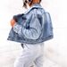 Women's Clothing Distressed Denim Jacket For Women - Oversized Washed Cotton Blend With Notch Lapel & Long Sleeves_mkmklike.com