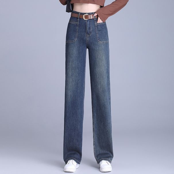 Slim-fit Wide-leg Jeans For Women, New Autumn Fashion, Stylish And Popular Pa, Thickened High-waisted Straight-leg_mkmklike.com