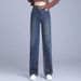 Slim-fit Wide-leg Jeans For Women, New Autumn Fashion, Stylish And Popular Pa, Thickened High-waisted Straight-leg_mkmklike.com