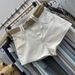 Women's High-Waisted Slimming Denim Shorts Solid Color Simple Stylish Versatile Summer 2026 A-Line Hot Pants_mkmklike.com