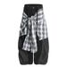 Two-Piece Denim Scimitar Men's Fashion Trendy Long Design Sense Plaid Detachable Personality Silhouette Wide-Leg_mkmklike.com