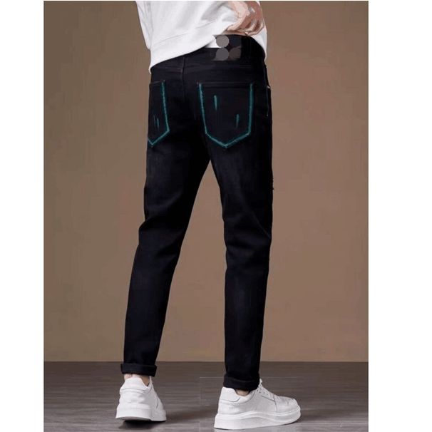 Men's Clothing Jeans Large Size Trendy Brand Fashion Trendy Brand Casual Elastic Small Straight Slim Trousers_mkmklike.com