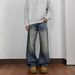 Vintage Washed Denim Jeans – Relaxed Straight-Leg Cleanfit Style For Men & Women_mkmklike.com