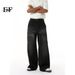 EF JEANS | 2025 Spring New American Street Retro Trend Washed Cat Sleeve Wide Leg Drop Denim_mkmklike.com
