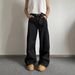 Men's Clothing Retro Selvedge Denim Black Jeans Men's Original Denim Color Straight Flared Long Pants_mkmklike.com