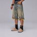 Men's Clothing Summer Fashion Brand Brushed Yellow Mud Dye Washed Old Denim Shorts Loose Cropped Version Pants Trendy_mkmklike.com
