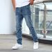 Slim Fit Stretch Denim Jeans For Men - Comfortable Blue Skinny Jeans With Enzyme Wash, Mid-Rise Waist, All-Season Casual Pants_mkmklike.com