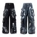 Streetwear Graffiti Jeans - Oversized Distressed Cargo Pants For Men & Women, Heavyweight Cleanfit Drop Hem Style_mkmklike.com