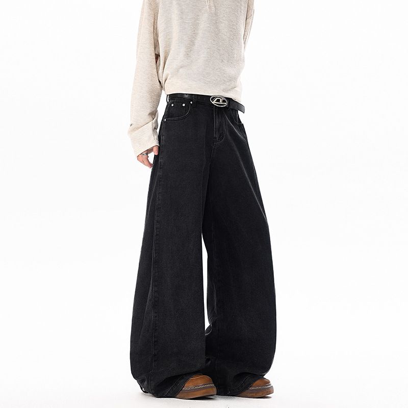 Men's Loose Straight Leg Jeans 2026 Spring Style American Casual Wide Leg Pants For Youth_mkmklike.com