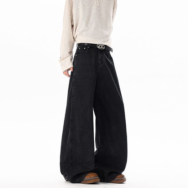 Men's Loose Straight Leg Jeans 2026 Spring Style American Casual Wide Leg Pants For Youth_mkmklike.com