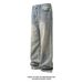 Men's Clothing Distressed Blue Jeans – Vintage Washed Streetwear Pants, High Waist Relaxed Fit, Y2K Baggy Denim For Urban & Skate Style (M-5XL)_mkmklike.com