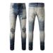 Men's Clothing Cat Whisker Wrinkled Diamond Patch Ripped Elastic Slim Fit Skinny Jeans_mkmklike.com