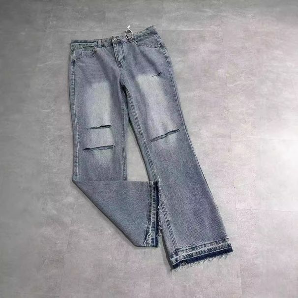 Men's Clothing Blue Straight Washed Jeans Pharrell Loose Trousers Cut_mkmklike.com