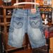 Men's Trendy Brand Multi Pocket Cargo Denim Shorts Embroidered Loose Straight Leg 5 Point Mid Length Plus Size_mkmklike.com