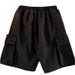 Men's Trendy Summer Loose Fitting Straight Leg Denim Shorts Casual Mid-Length With Ribbon Details Large Pockets Five Point Hong Kong Style_mkmklike.com