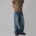 Vintage Washed Denim Jeans For Men - Relaxed Straight Fit, Streetwear Fashion, Comfortable & Stylish (Black Gray, Light Blue, Retro Blue)_mkmklike.com