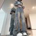 Men's Trendy Washed Distressed Multi Pocket Cargo Jeans, Loose Straight Leg Wide Leg, High Street Style, American Retro._mkmklike.com