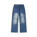 Men's Casual Straight-Leg Jeans – Streetwear Style, Relaxed Fit, Light Wash Denim, Comfortable & Stylish (Blue, S-3xl)_mkmklike.com