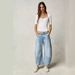 Women's Clothing Fashion Casual Women's Loose Wide Leg Pants Mid Waist Washed Denim Trousers_mkmklike.com