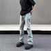 Men's Washed Ice Blue Straight Leg Jeans - High Street Vibe Casual Denim Pants With Slight Flare (S-3xl)_mkmklike.com