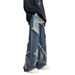 Men's Vintage Star-Embellished Jeans – Distressed Wash | Oversized Cargo Pockets | High Street Wide-Leg Trousers (S-Xxxl)_mkmklike.com