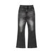 Men's Cleanfit Distressed Jeans Black Washed Denim Cat Whisker Tapered Leg Slim Fit for Everyday Wear_mkmklike.com
