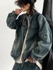Spring And Autumn Japanese Vintage Embroidery Washed Denim Jacket Boys And Girls BF Style Loose Blue Tooling Jacket Top_mkmklike.com