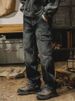 Men's Heavyweight Retro Overalls Pants Loose Large Size Straight Wide Leg Jeans For Autumn_mkmklike.com