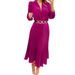 Women's solid color large size pleated dress_mkmklike.com