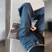 Women's Wide-Leg Flared Jeans, Fall/Winter 2025 New Style, Loose And Trendy, Popular Design Straight Pants_mkmklike.com