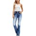 Stretchy Flared Jeans For Women – High-Waisted Embroidered Denim Pants With Bootcut Silhouette (Blue, S-XXL)_mkmklike.com