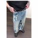 Men's Distressed Straight-Leg Jeans | Oversized Streetwear Pants | Vintage Wash & Knee Rips | 90s Hip-Hop Baggy Fit | Y2K Grunge Aesthetic_mkmklike.com