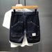 Men's Slim Fit Blue Denim Shorts Non-Stretch Casual Five Point Pants Mid Length Trendy Brand Washed Solid Color Summer Thin_mkmklike.com