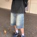 Vintage Washed Denim Shorts For Men – Retro Loose-Fit High-Waisted Carpenter Shorts (Blue, S-3xl)_mkmklike.com
