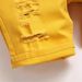 Men's Distressed Denim Shorts Yellow Stretch Mid-Length Straight Leg Casual Pants Stylish Design_mkmklike.com