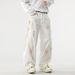 Men's Clothing Heavy Loose Scimitar Design Wide Leg Pants Niche Painted Graffiti Fashion Light Luxury White Denim Pants_mkmklike.com