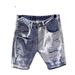 Men’s Slim-Fit Distressed Denim Shorts – Paint Splatter & Patchwork Streetwear (Blue, Sizes 28-36)_mkmklike.com