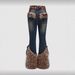 Lace-Up & Leopard Print Jeans For Women – Edgy Stretch Denim With Faux Fur Accents (Trendy & Comfortable Fit)_mkmklike.com