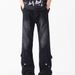 Men's Black Flared Cargo Jeans – Straight Leg Loose Fit With Patchwork Design, Streetwear Denim Pants For Urban Style_mkmklike.com