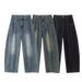 Plus Size Vintage Washed Jeans – Distressed Wide-Leg Pants For Women, Relaxed Fit & Comfort Stretch (Black/Blue, S-3XL)_mkmklike.com