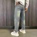 Men's Slim Tapered Jeans Lightweight Vintage Washed Denim for Spring And Summer Retro Relaxed Fit_mkmklike.com