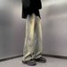 Men's Retro Hip-Hop Straight Leg Jeans - Vintage Washed Trousers For Casual Streetwear (Khaki, Black)_mkmklike.com