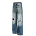 Men's Loose Fit Straight Leg Jeans Distressed Wash Wide Leg Vintage Retro American Style For Men And Women_mkmklike.com