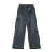 Keychain Decor Straight-Leg Jeans Men Loose High Street Trend Inlaid Letter Embroidery Pocket Wide-Leg Pants_mkmklike.com