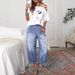 Women's Clothing Women's Loose Casual Jeans Wide Leg Street Style Solid Color Washed Denim Pants For Formal & Casual_mkmklike.com