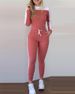 Women's Clothing new outdoor sports color matching long sleeved trousers comfortable casual suit for women_mkmklike.com