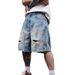 Men's Clothing Trendy Men's Distressed Denim Shorts Summer Loose Fitting Five Point For Formal & Casual For Men_mkmklike.com